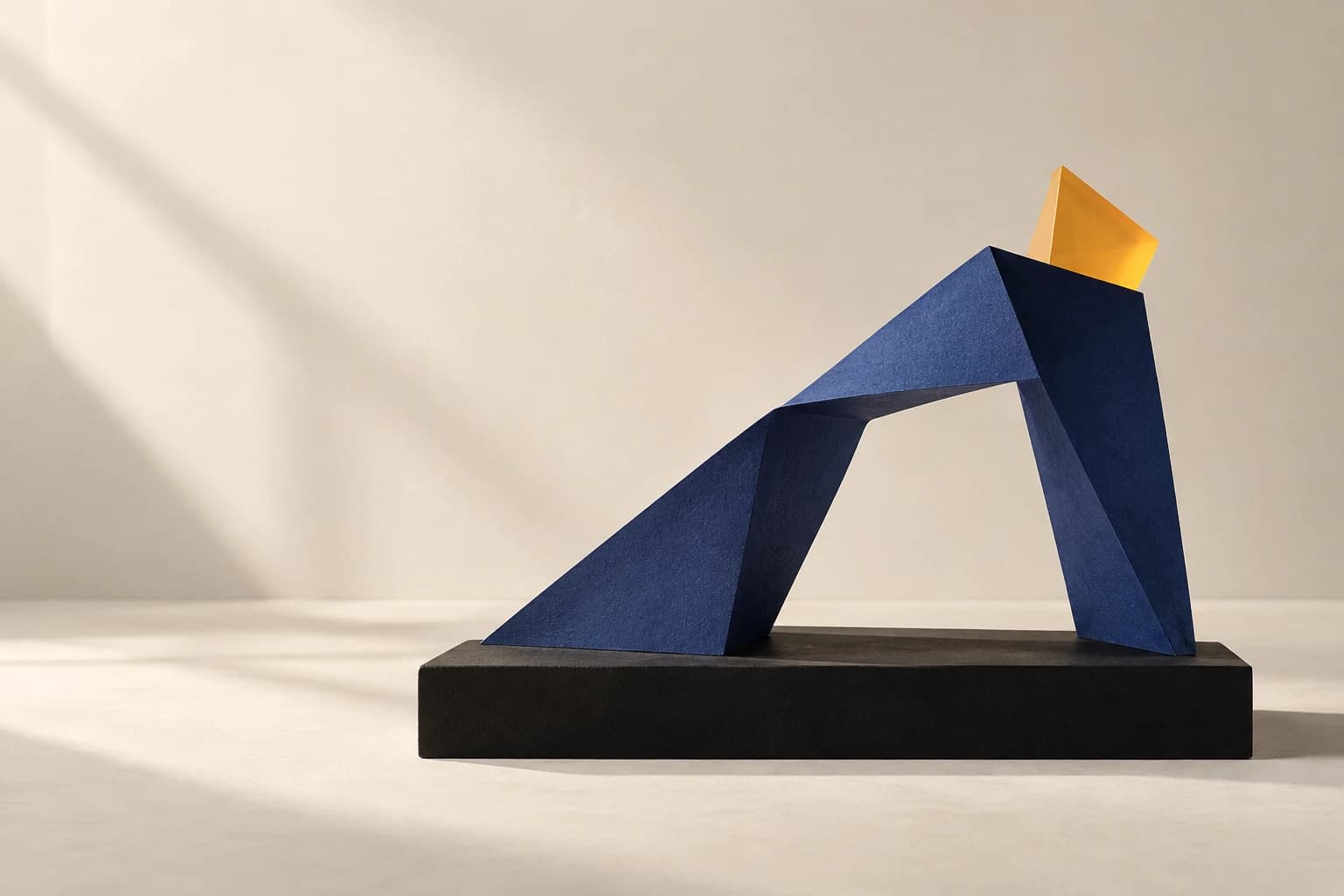 A tactile Foundable composition with an open arch and a cobalt path