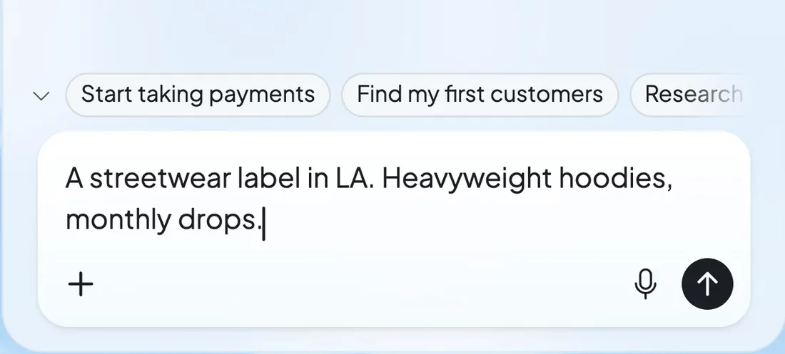 Foundable's idea box with a streetwear label's idea typed in